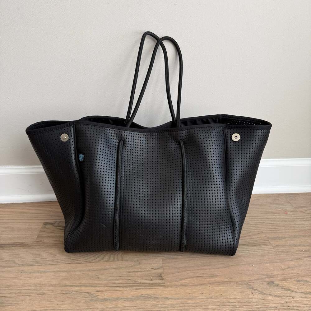 Chuchka Black Perforated Neoprene Tote Bag